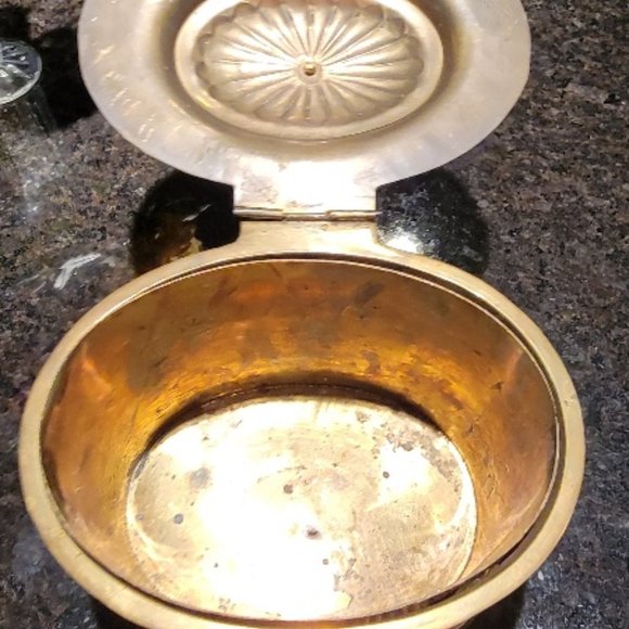 Antique Ornate Brass English Tea Caddy With Hinged Lid - Picture 3 of 12